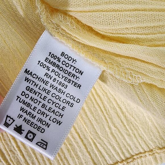 Denim & Co. Top Womens Short Sleeve Gauze Peasant Embroidery 3X Yellow Square - Picture 10 of 11